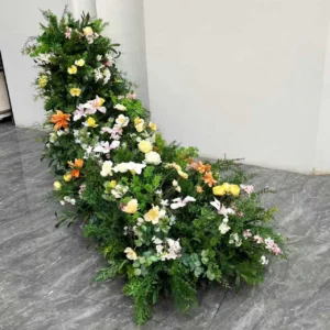 Alternate view of artificial cascading wedding aisle flower arrangement