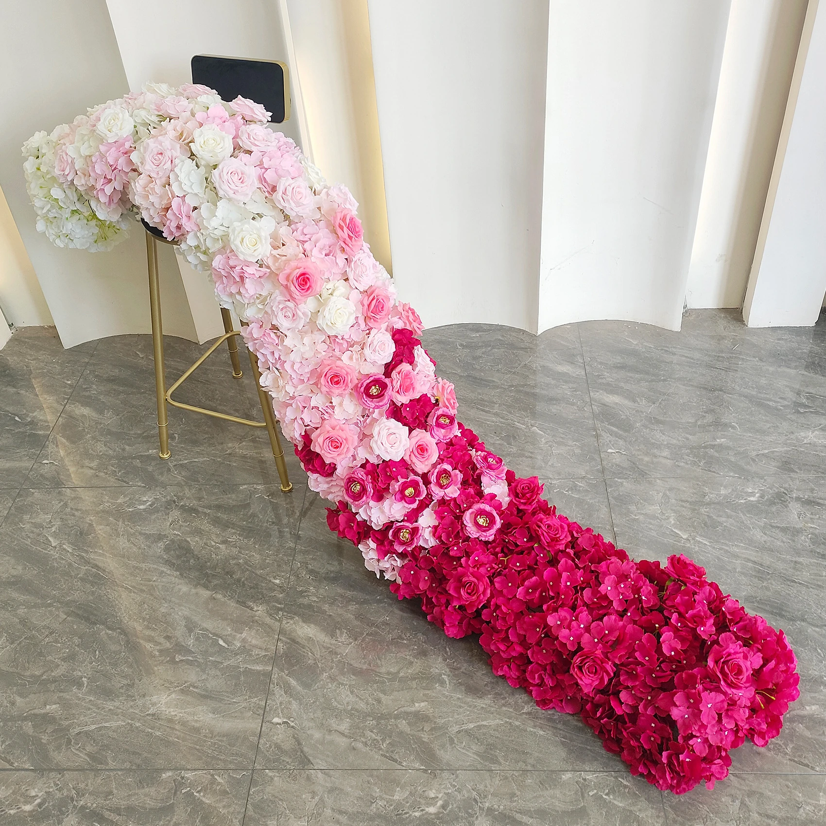 Fuchsia Rose artificial cascading wedding table flower arrangement collection