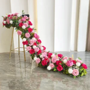 Hot Pink artificial cascading wedding table flower arrangement collection
