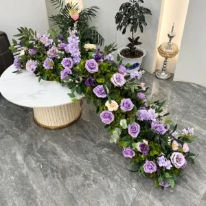 Lavender artificial cascading wedding table flower arrangement collection