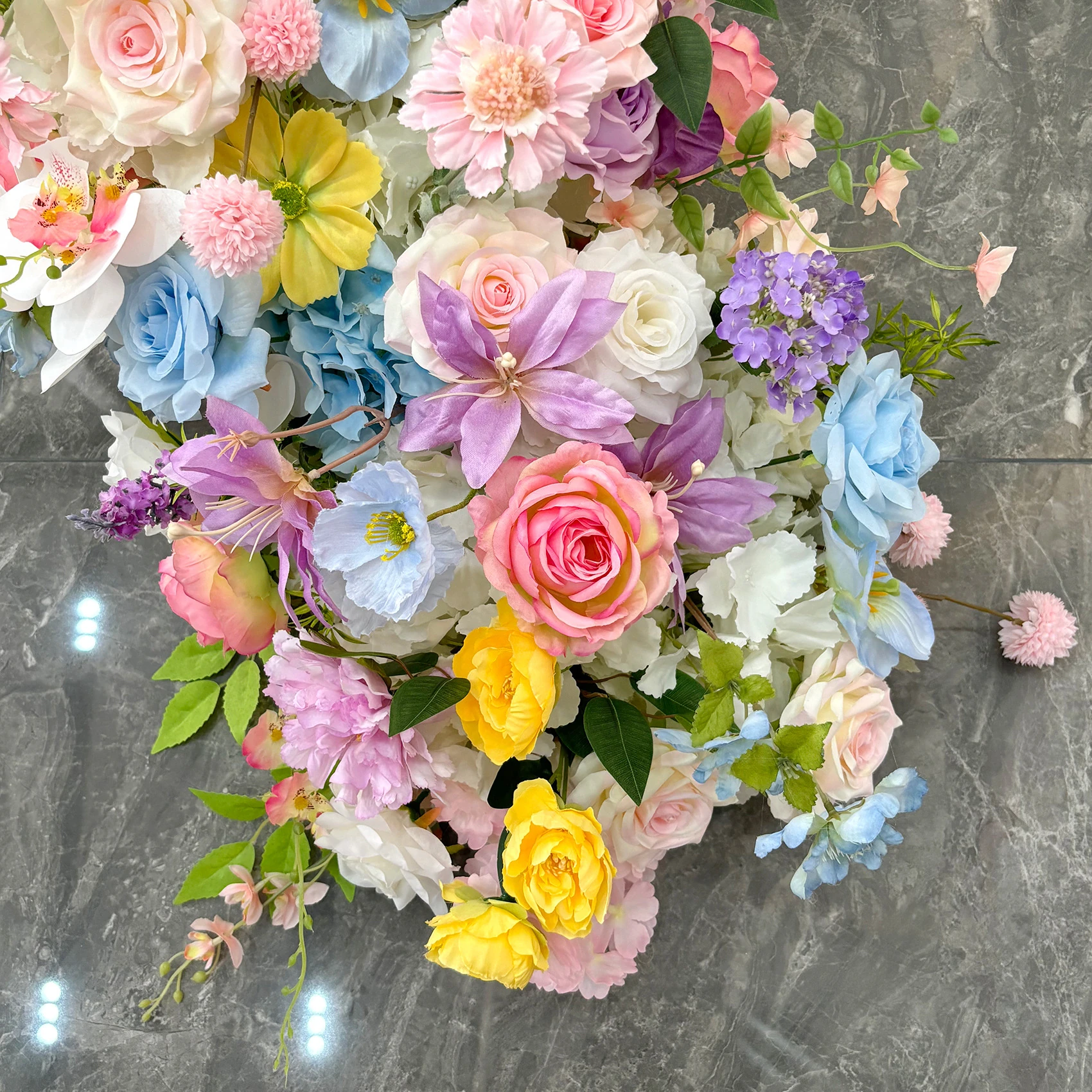 Alternate view of pastel garden artificial cascading wedding table flower arrangement collection