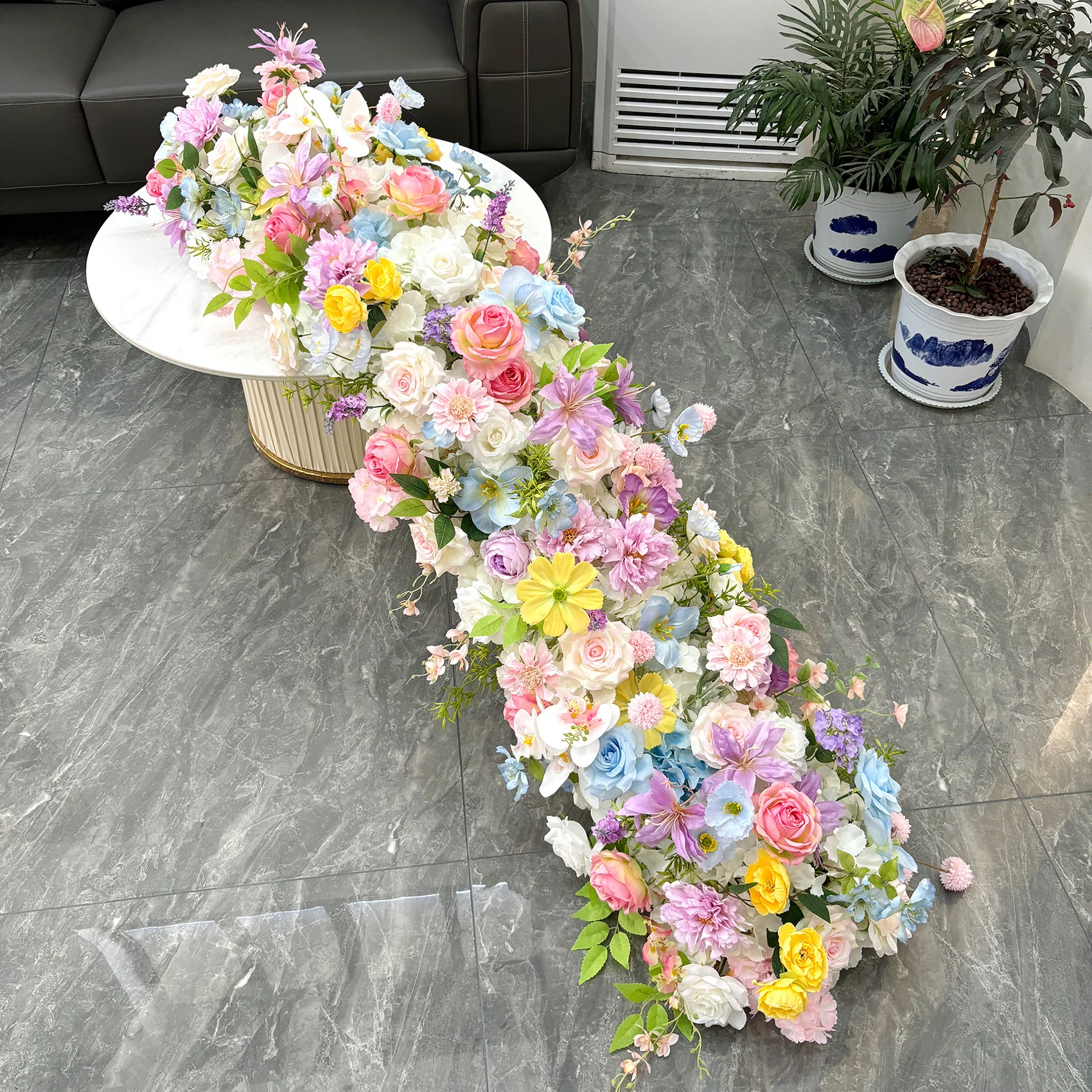 Pastel Mix artificial cascading wedding table flower arrangement collection