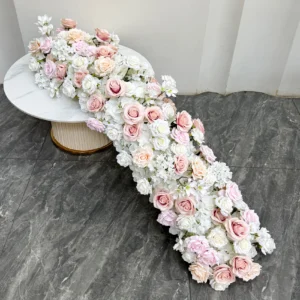 White Blush artificial cascading wedding table flower arrangement collection
