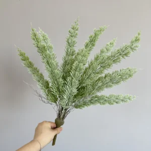 White artificial cedar greenery bush