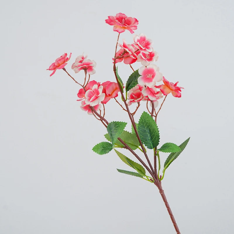 Coral Red artificial cherry blossom spray