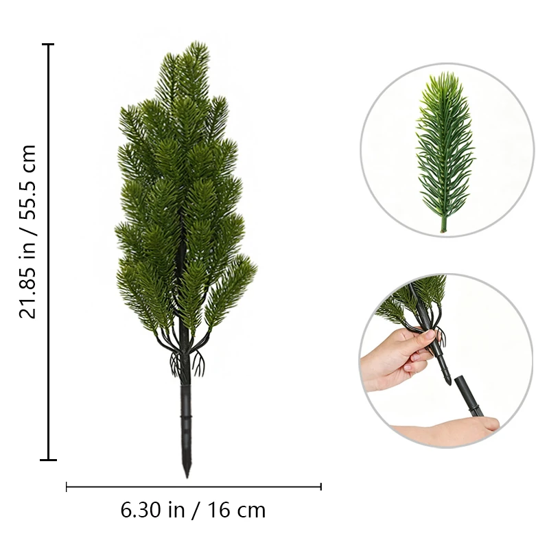 Size diagram for column pine artificial christmas greenery ground stake collection