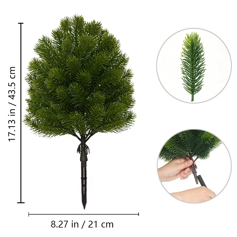 Size diagram for compact pine artificial christmas greenery ground stake collection