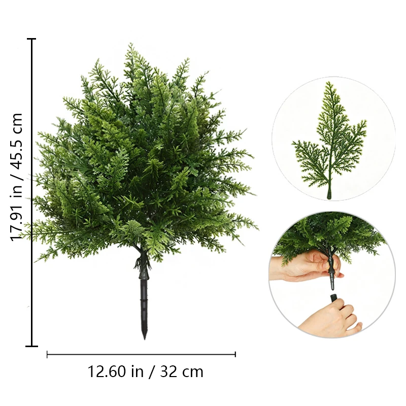 Size diagram for dense cedar artificial christmas greenery ground stake collection