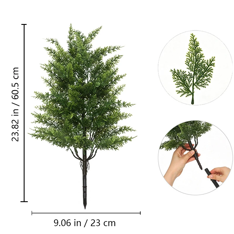 Size diagram for fir artificial christmas greenery ground stake collection