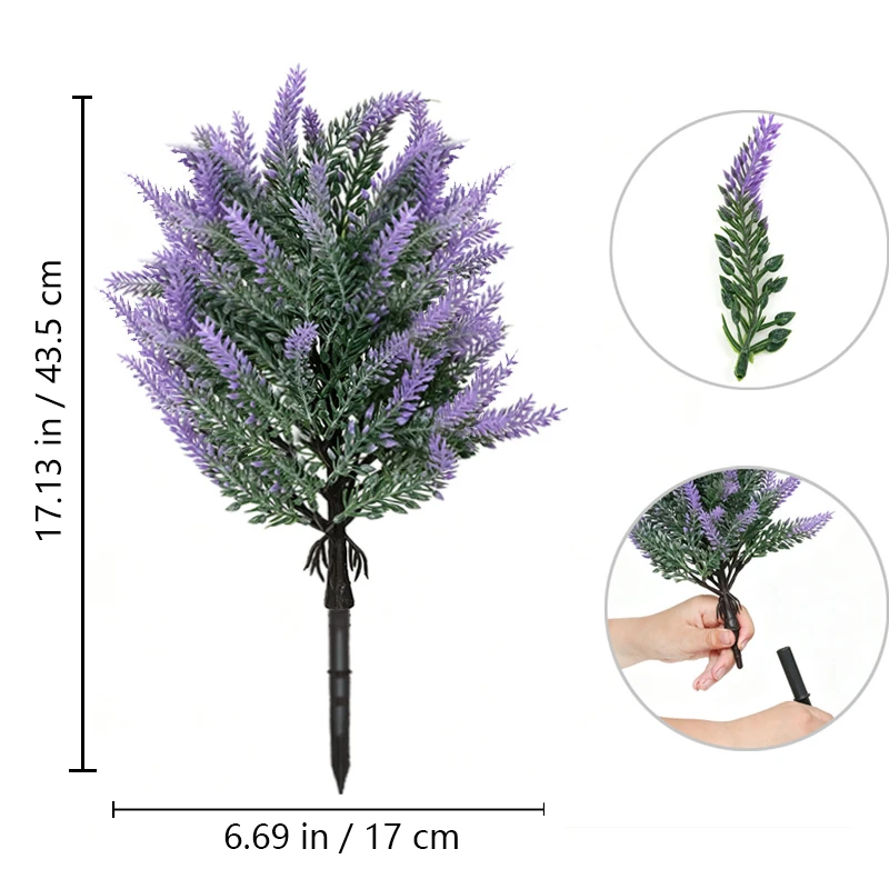 Size diagram for lavender cypress artificial christmas greenery ground stake collection