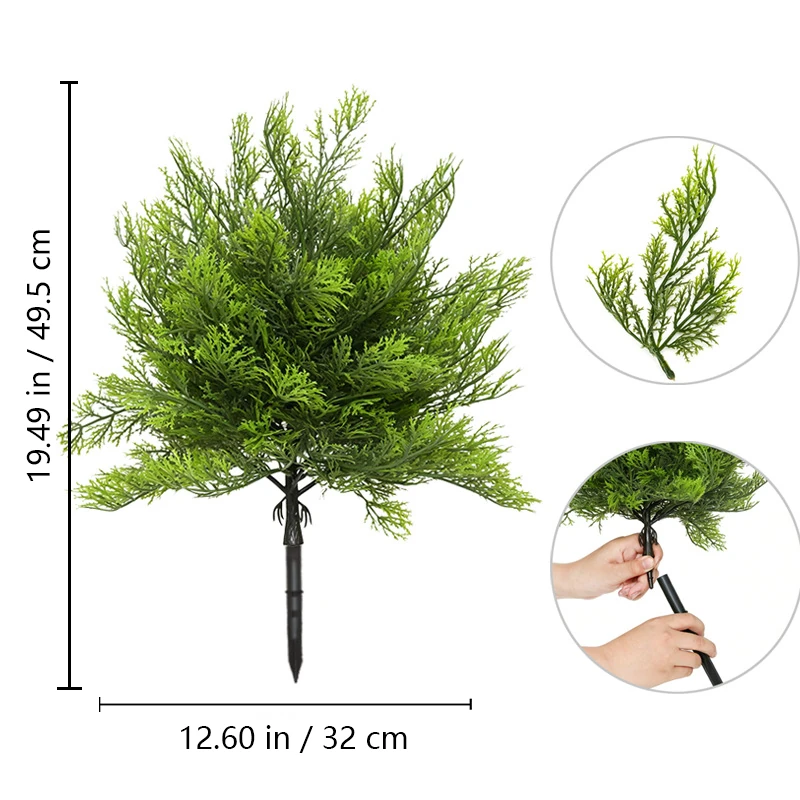 Size diagram for pine spray artificial christmas greenery ground stake collection