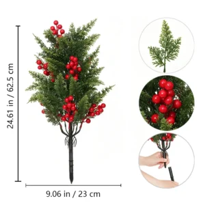 Size diagram for red berry cedar artificial christmas greenery ground stake collection