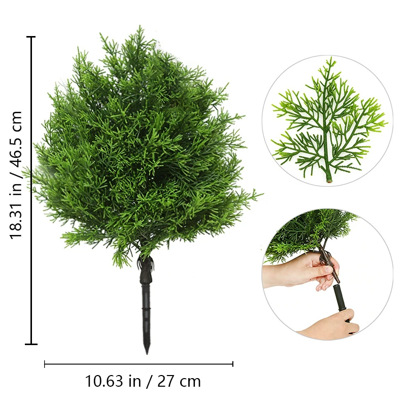 Size diagram for round cypress artificial christmas greenery ground stake collection