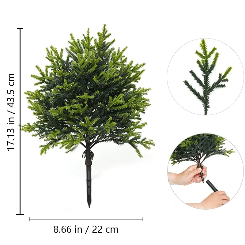 Size diagram for spruce artificial christmas greenery ground stake collection