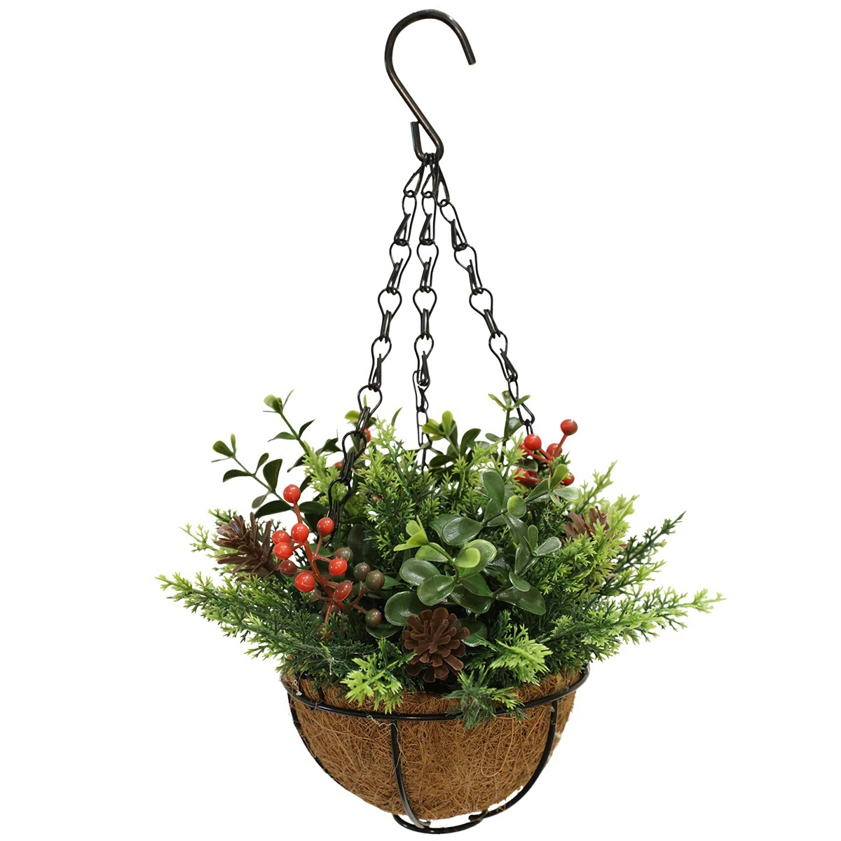 mixed berry artificial christmas pine berry hanging basket