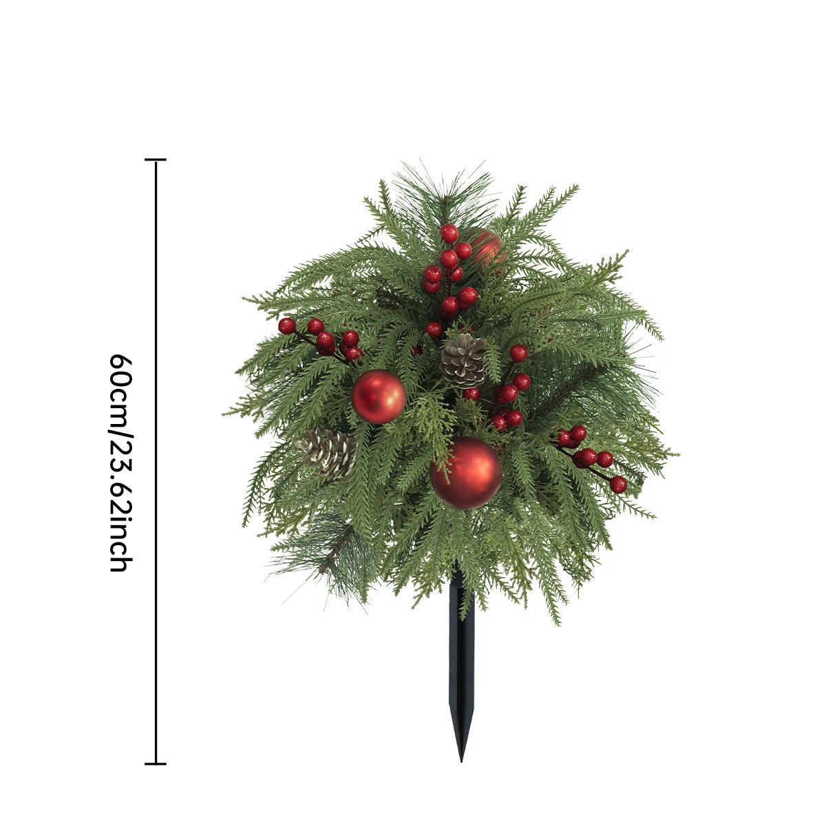 Size diagram for ornament berry pine artificial christmas pine ground stake