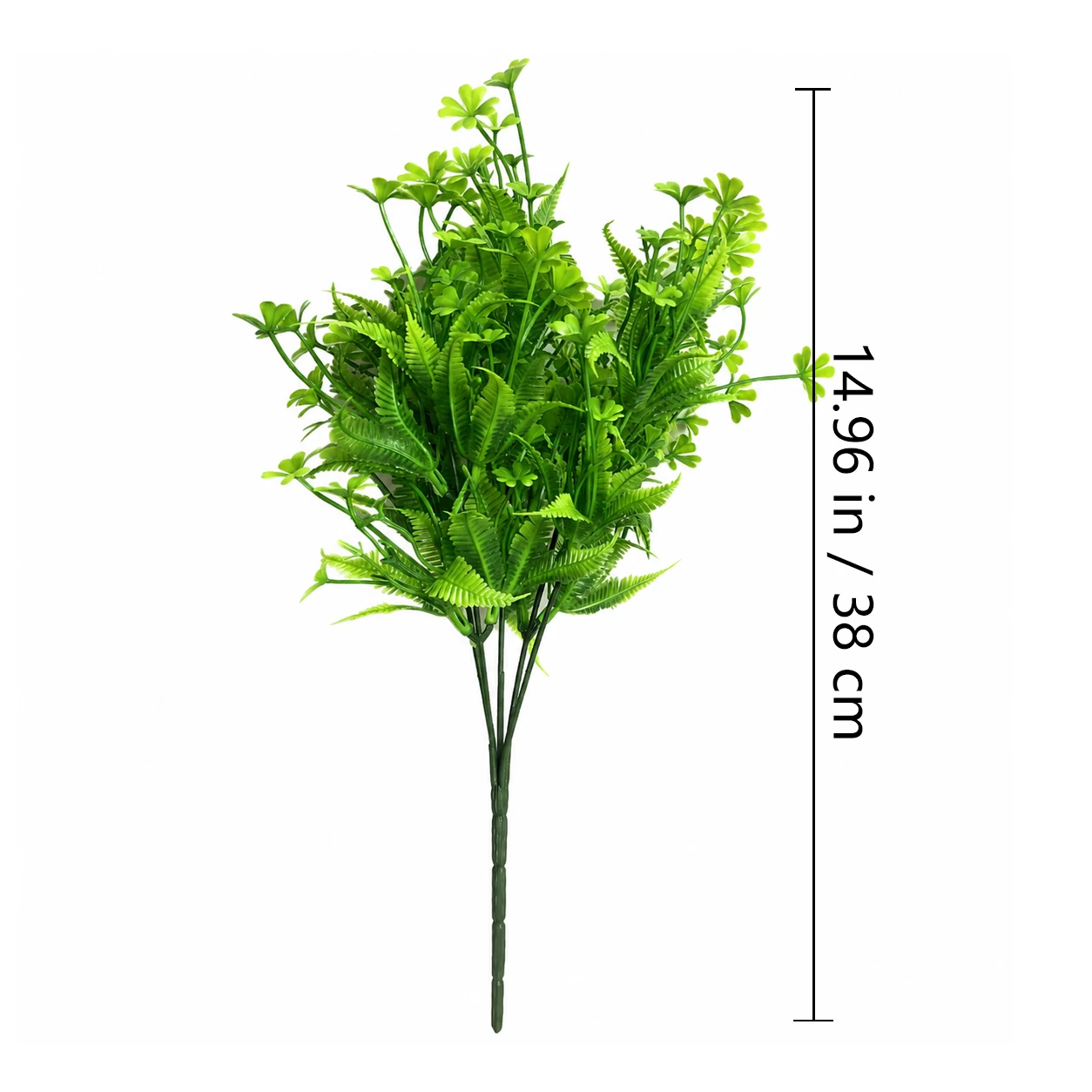 Specification diagram for artificial Clover and Fern Greenery Bush