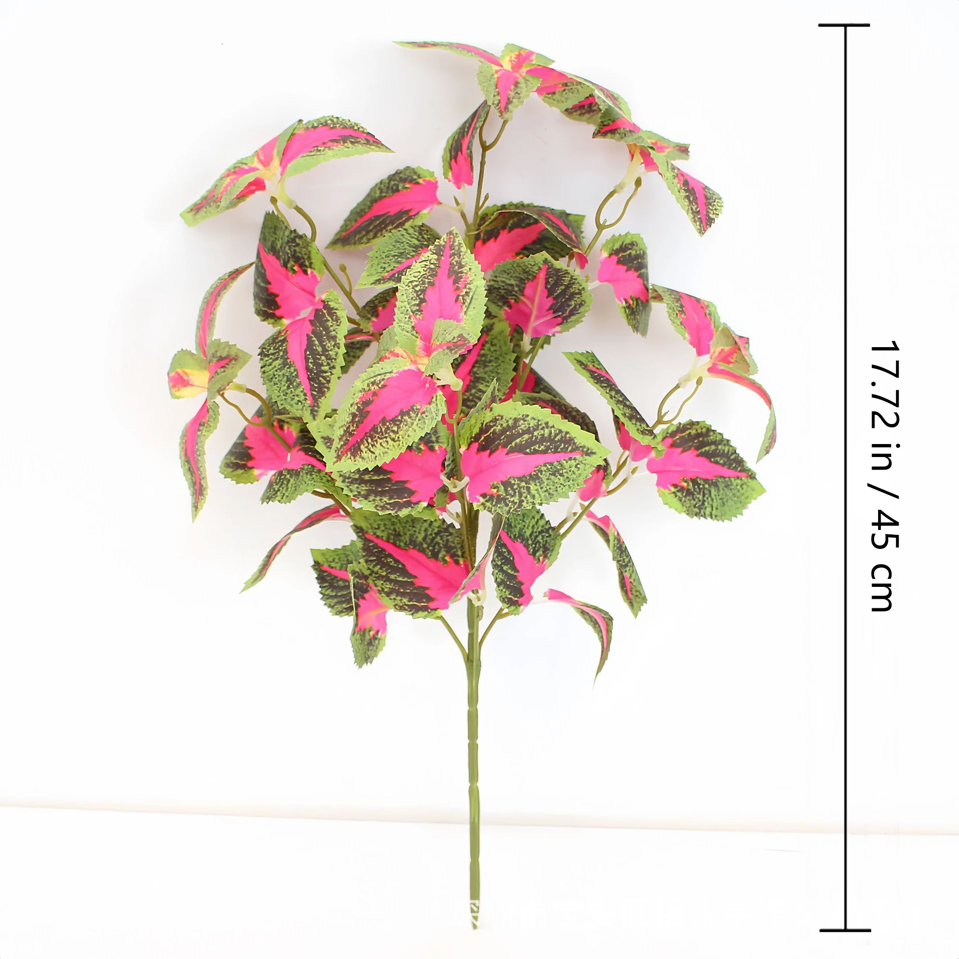 Size diagram for pink green artificial coleus bush