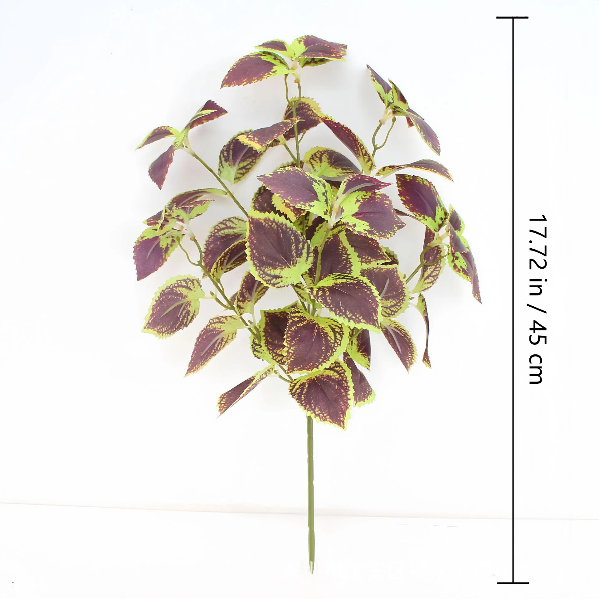 Size diagram for purple green artificial coleus bush