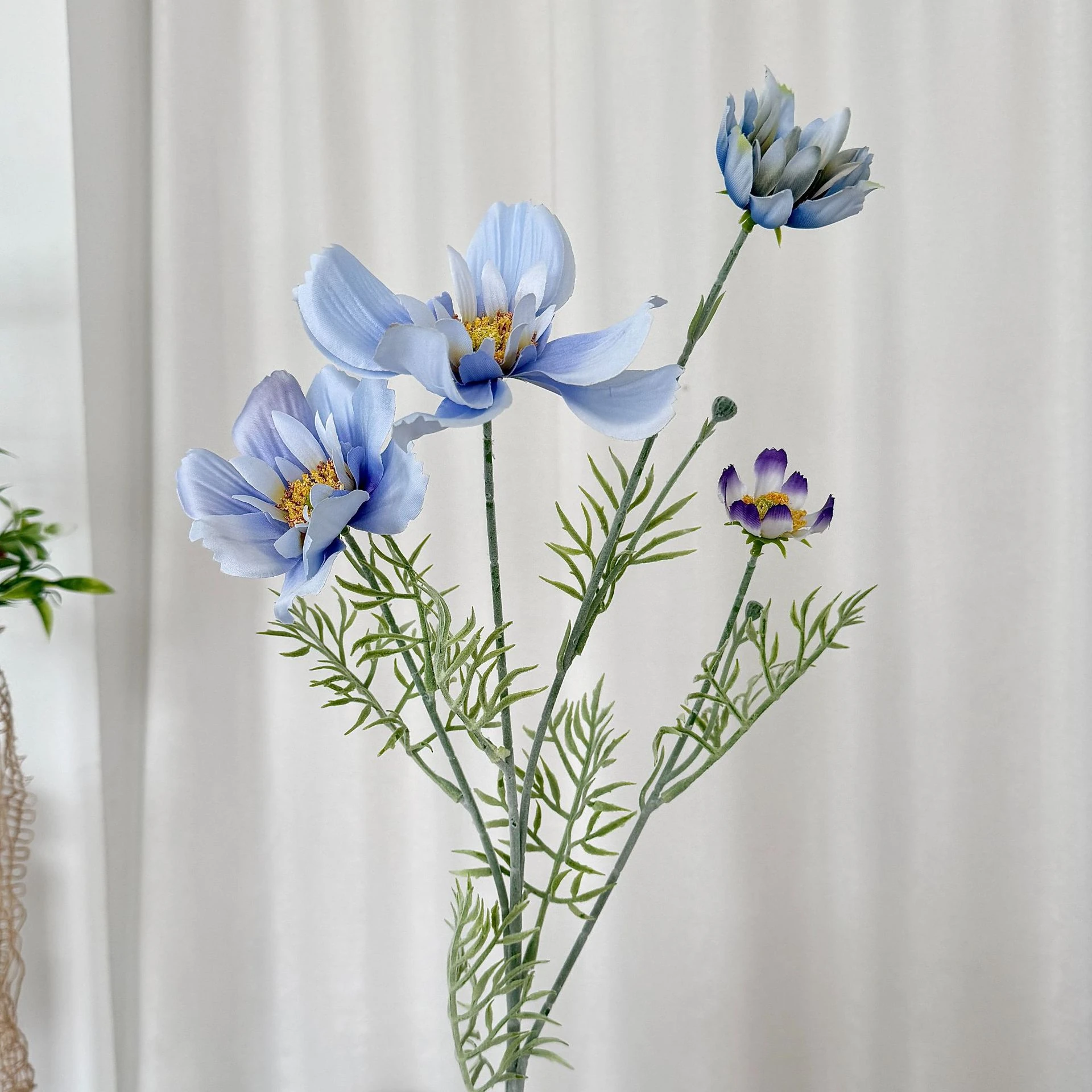 blue artificial cosmos flower spray