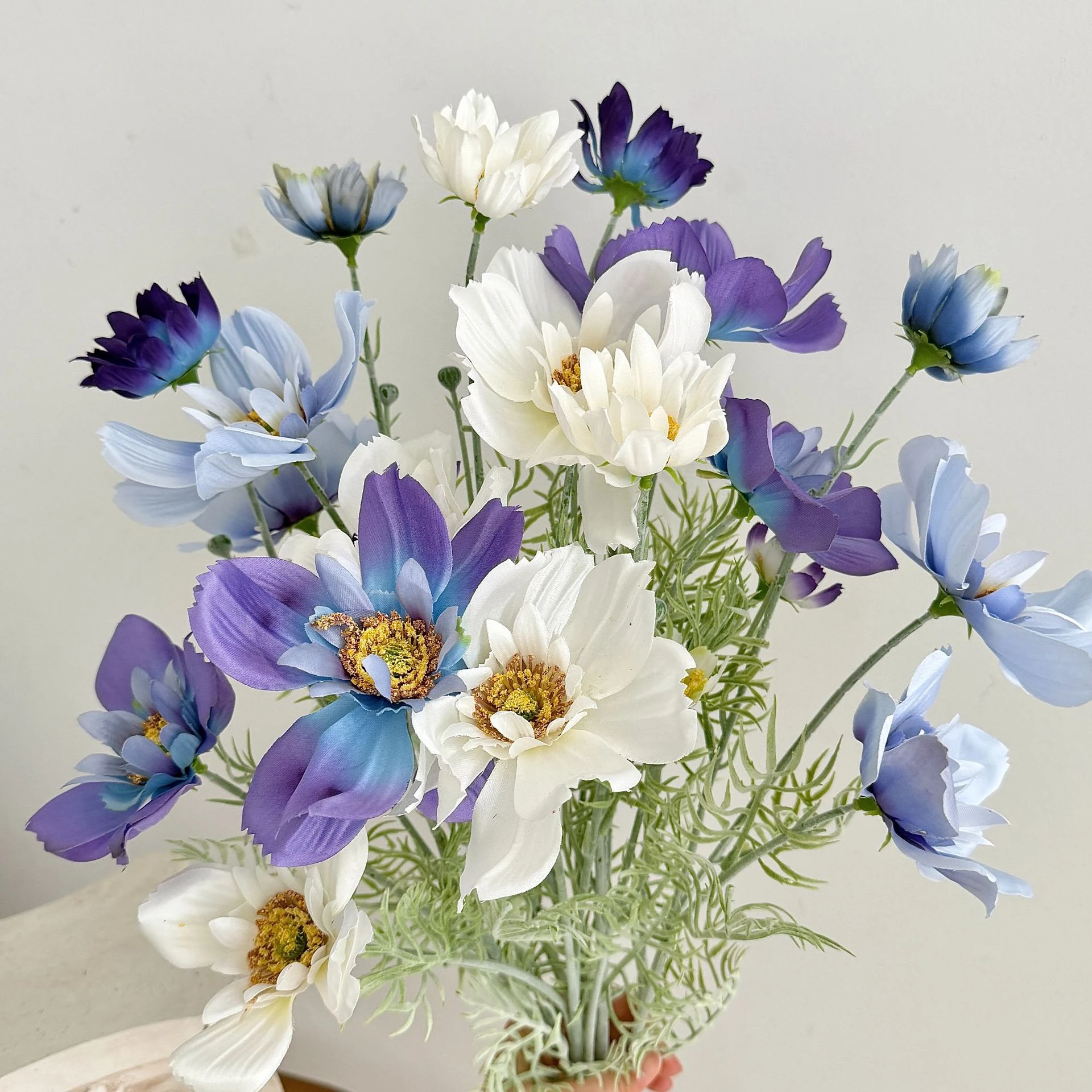 Available colors for artificial cosmos flower spray