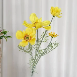 Alternate view of yellow artificial cosmos flower spray