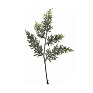 Branche de cyprès artificiel vert sur fond blanc, 25 cm