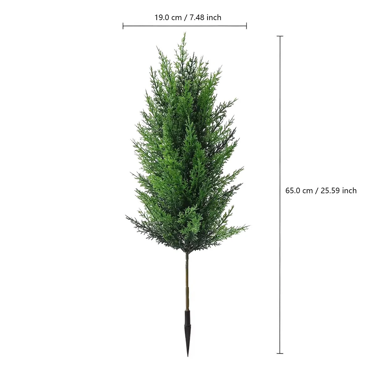 Size diagram for 65 cm artificial cypress topiary tree