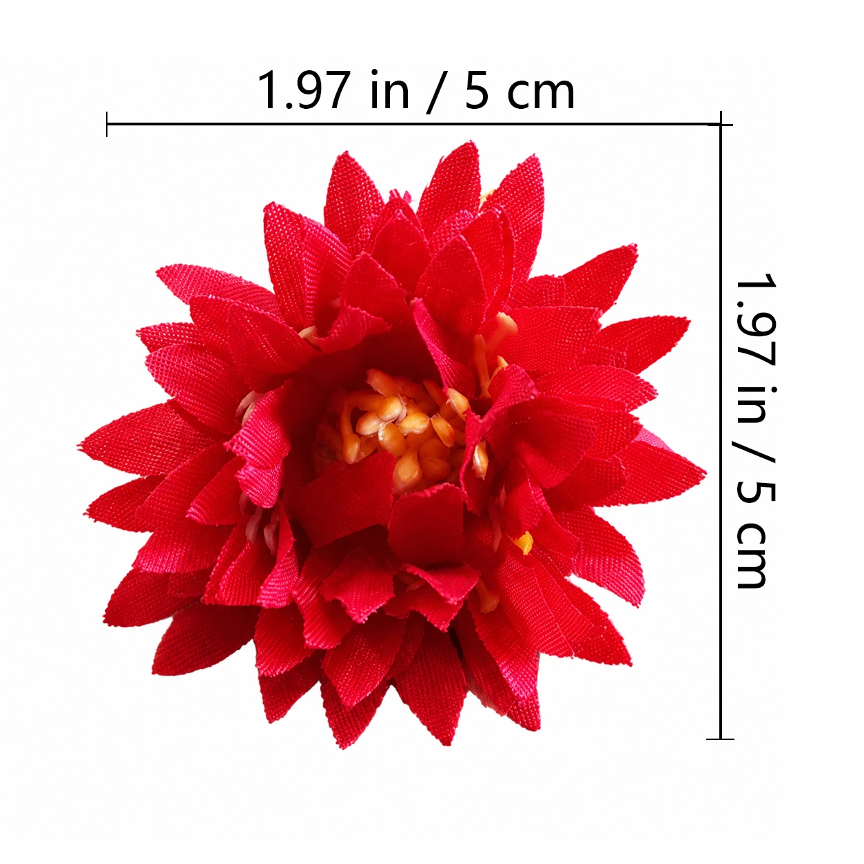 Specification diagram for red artificial Dahlia Flower Head
