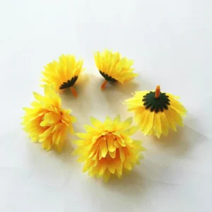 Yellow artificial Dahlia Flower Head, 5 cm