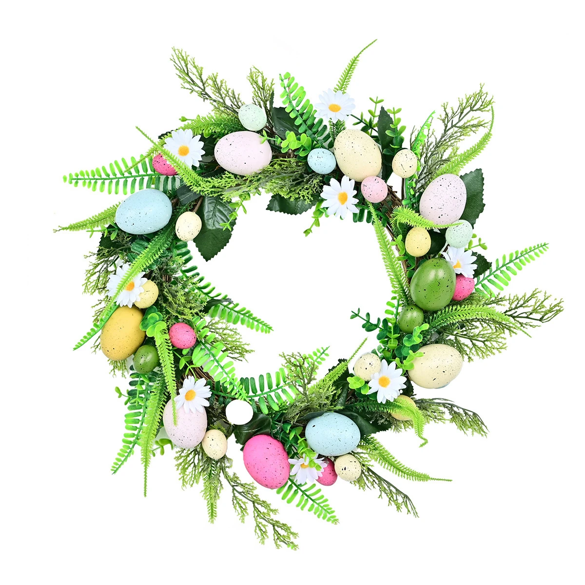 Artificial Daisy Fern Easter Egg Wreath