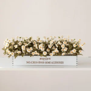 white artificial daisy flower box centerpiece