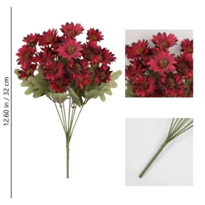 Burgundy artificial dark-center daisy flower bush