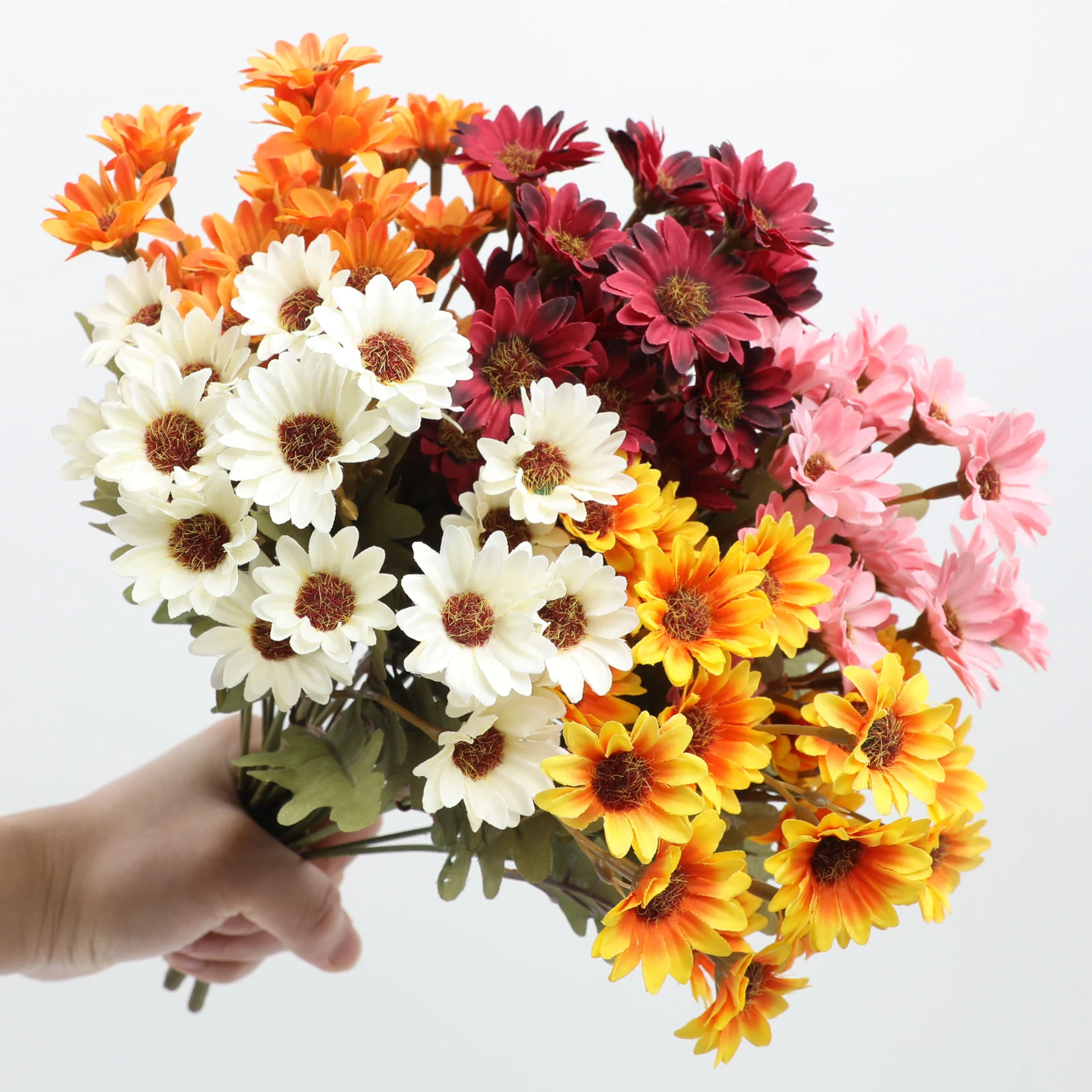 Color Options for artificial dark-center daisy flower bush