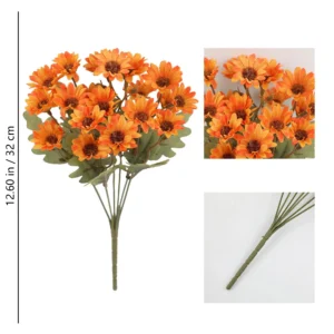 Orange artificial dark-center daisy flower bush