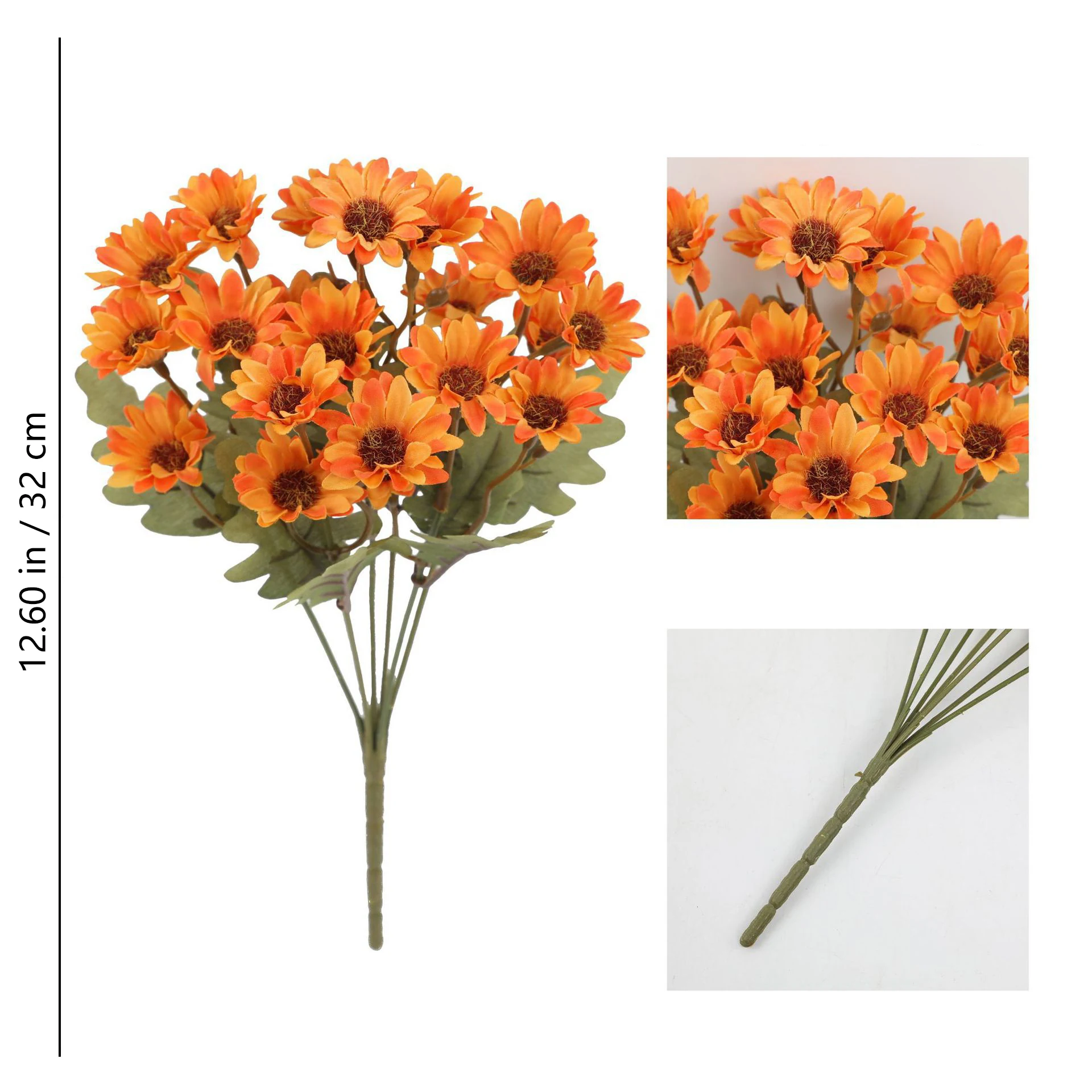 Orange artificial dark-center daisy flower bush