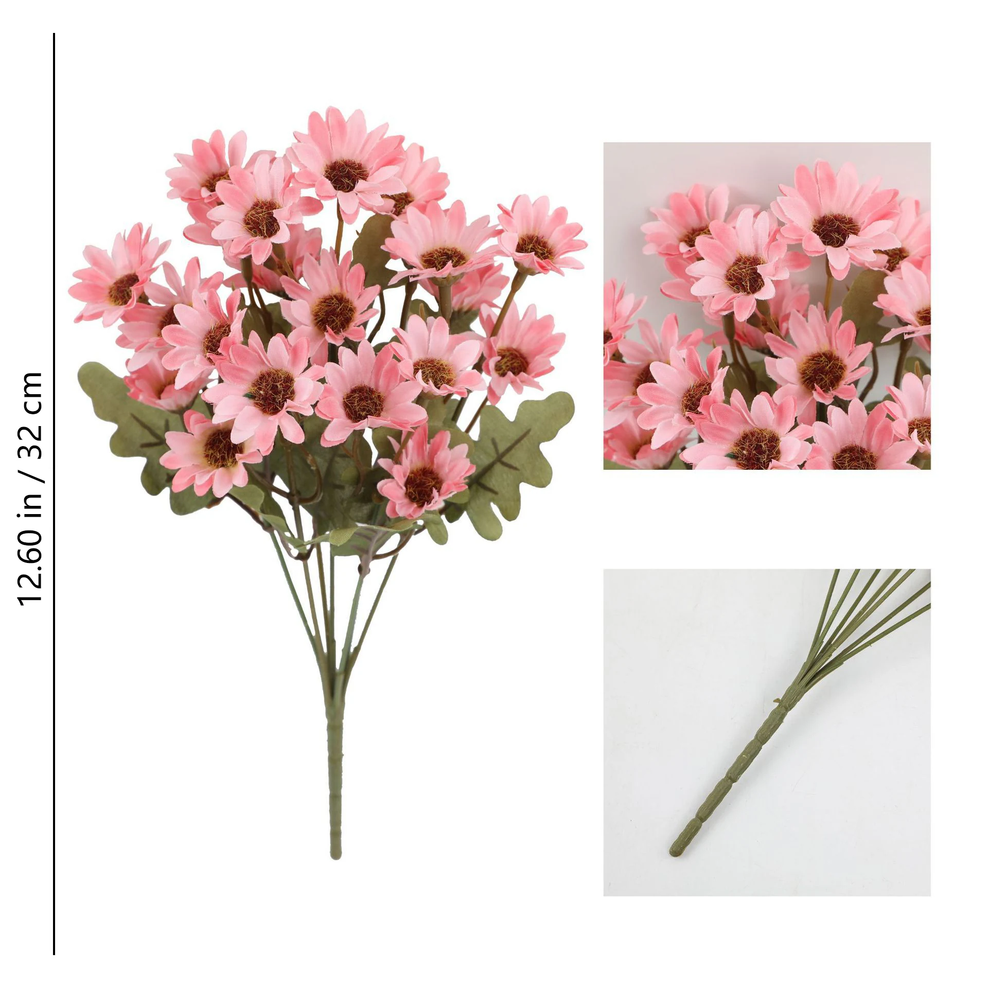 Pink artificial dark-center daisy flower bush