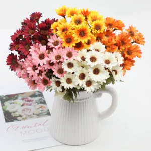 Artificial Dark-Center Daisy Flower Bush shown in vase application