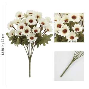 White artificial dark-center daisy flower bush