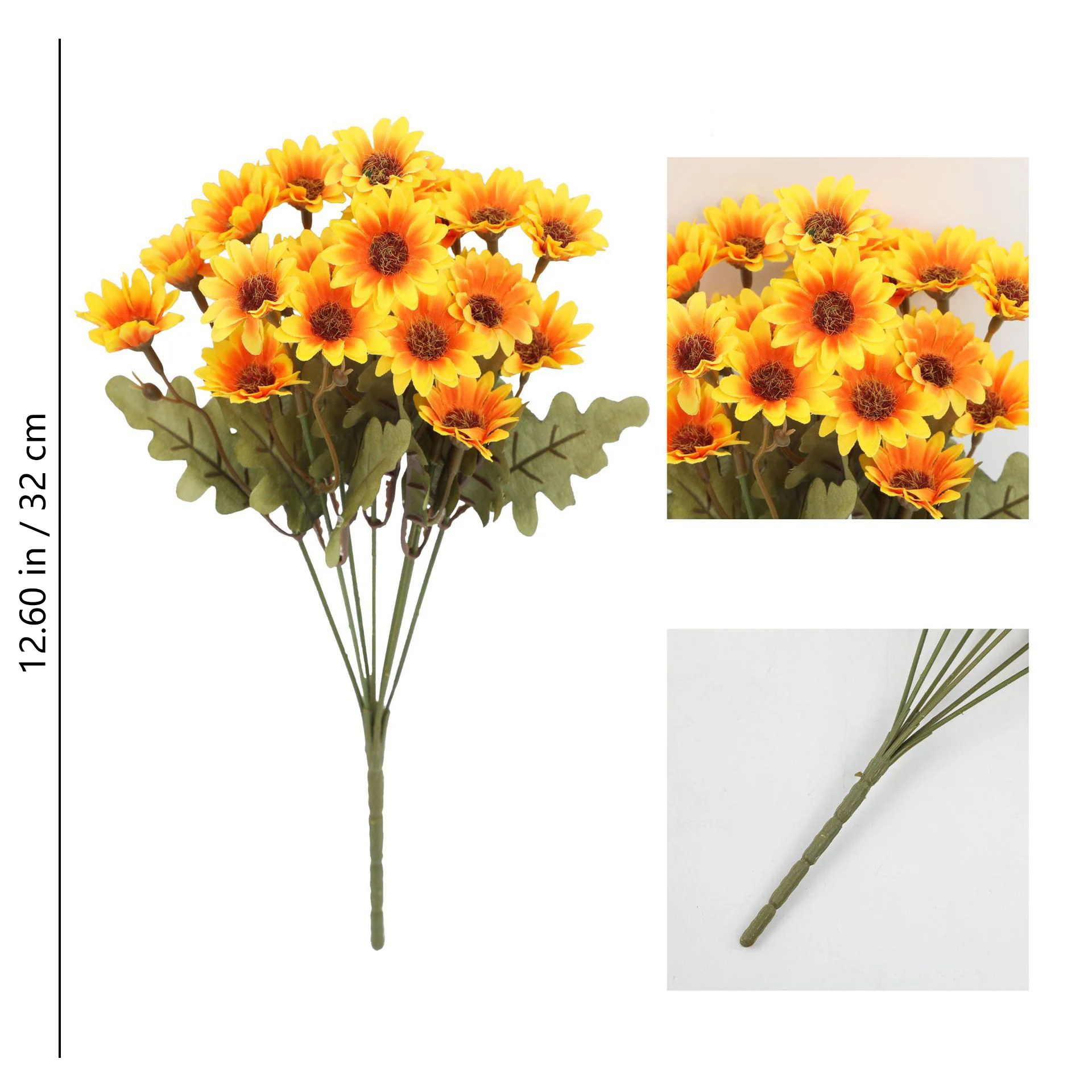 Yellow artificial dark-center daisy flower bush