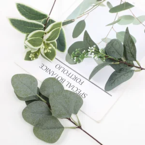 Close-up of foliage detail for artificial decorative foliage branch collection