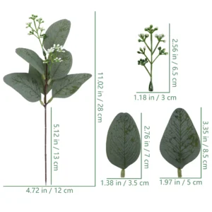 Size diagram for seeded leaf artificial decorative foliage branch collection