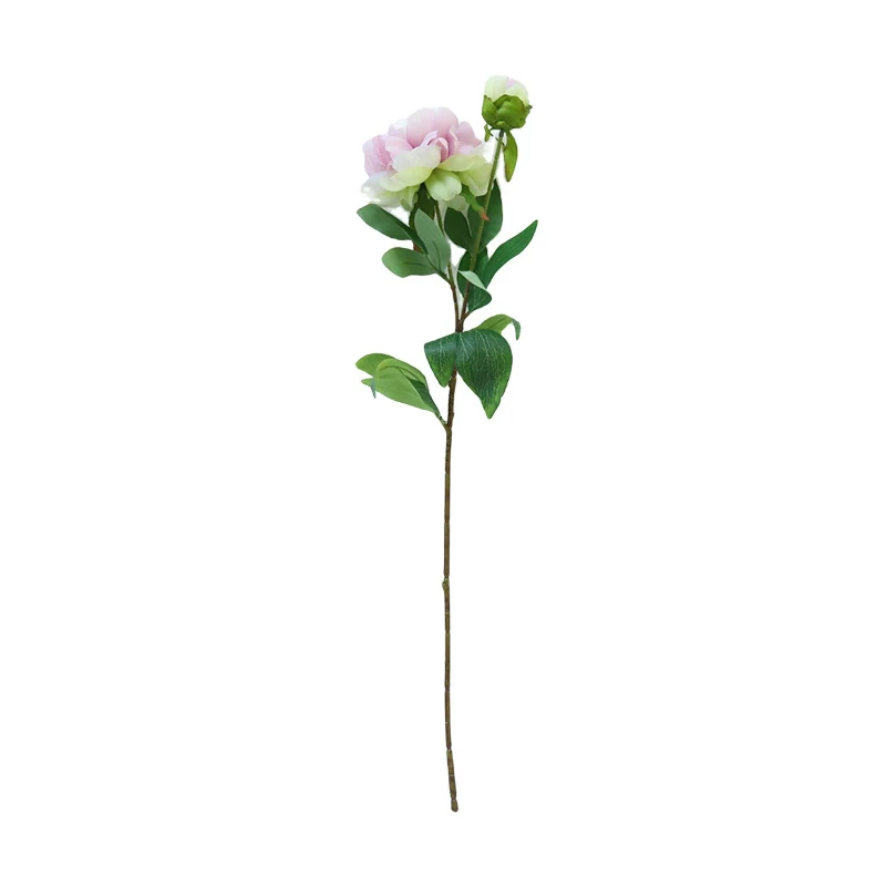 Light Pink artificial double-head peony stem