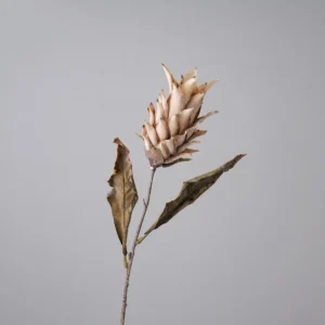 Beige artificial dried king protea stem