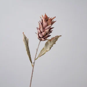 Brown artificial dried king protea stem