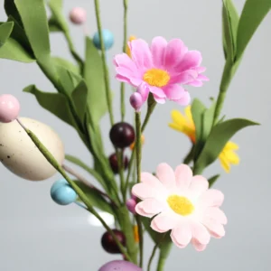 Close-up of flower artificial easter egg daisy flower pick