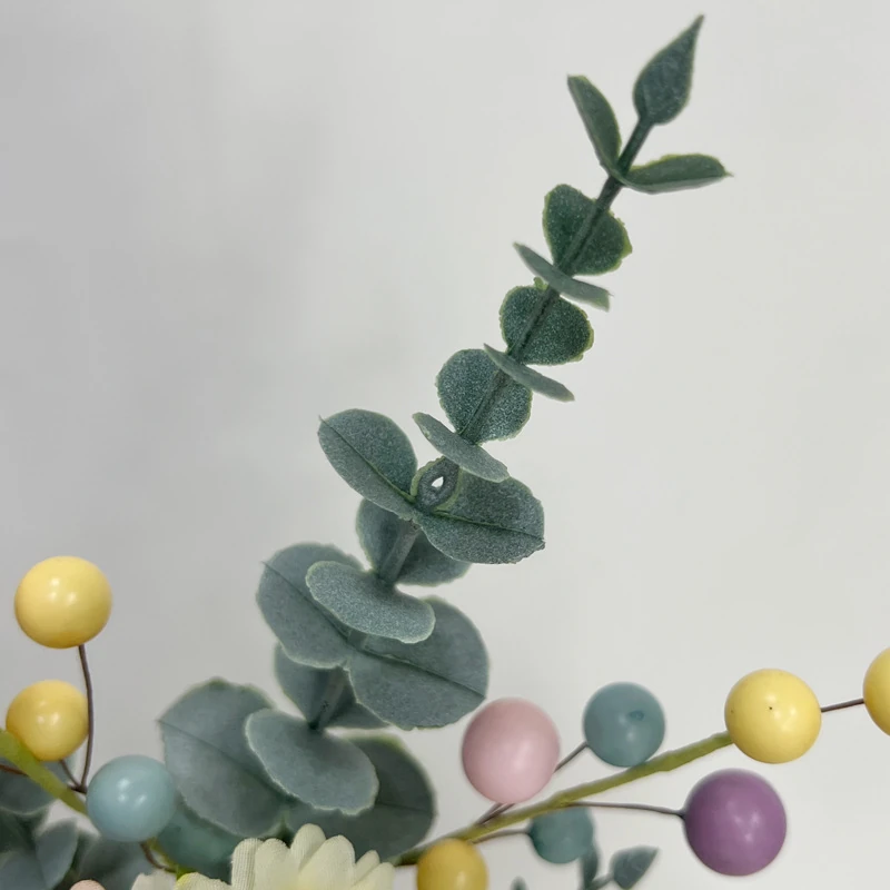 Close-up of eucalyptus artificial easter egg eucalyptus flower pick