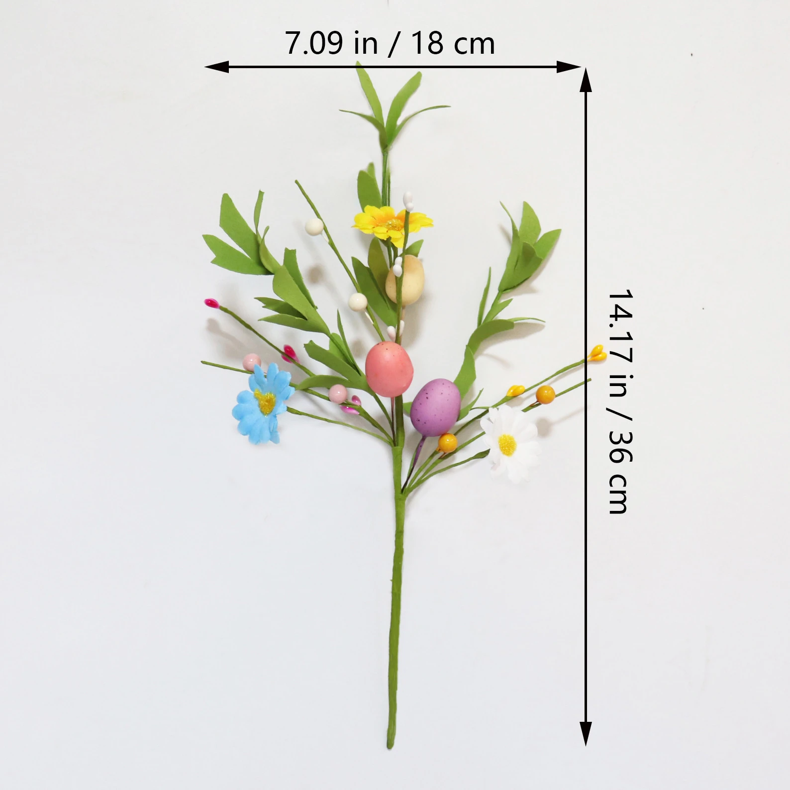 Size diagram for artificial easter egg flower pick, 36cm