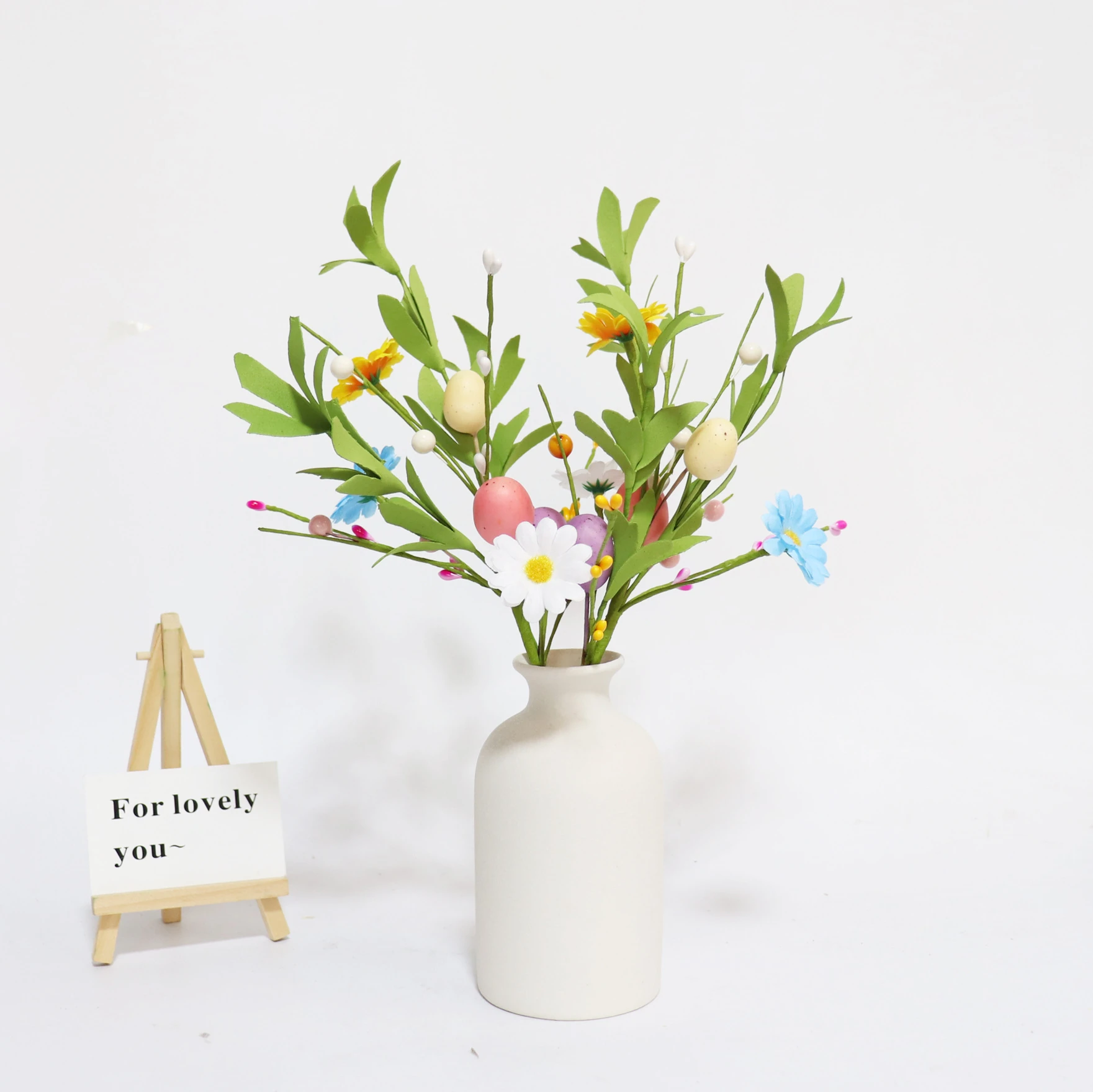 Application display of vase artificial easter egg flower pick