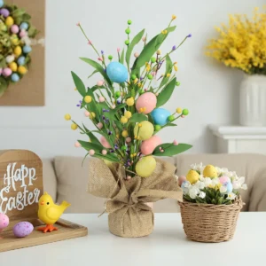 Artificial Easter Egg Tabletop Tree shown in a decorative display